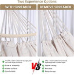 Portable Hammock, Hanging Hammock with Tassels and Fishtail Knitting, 320GSM Hanging Bed with Set Full Accessories for Outdoor Camping Patio Balcony Beige