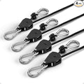 1/8" Rope Tie Down Ratchet: 4 Pack of Adjustable Grow Light Hangers - Small Ratchet Straps for Various Hanging and Strapping