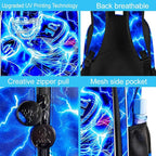17" Football Backpack for Boy, 3Pcs Lightning Bookbag for Elementary Preschool Kindergarten, Kids School Backpacks with Lunch Box (Blue)