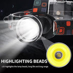 BORUIT RJ-2166 Super Bright LED Headlamp with White Light,3 Modes Adjustable Headlight Flashlight,IPX4 Waterproof Head Torch Great for Running, Camping, Hiking(Black)
