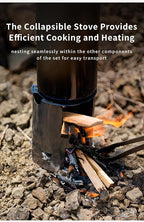 Keith Titanium Ti3070 Nesting Camp Set - Ultralight Plastic-Free Titanium Bottle, Mug & Wood Stove with Canvas Carry Bag - Durable, Portable, and Eco-Friendly for Camping, Hiking & Outdoor Adventures