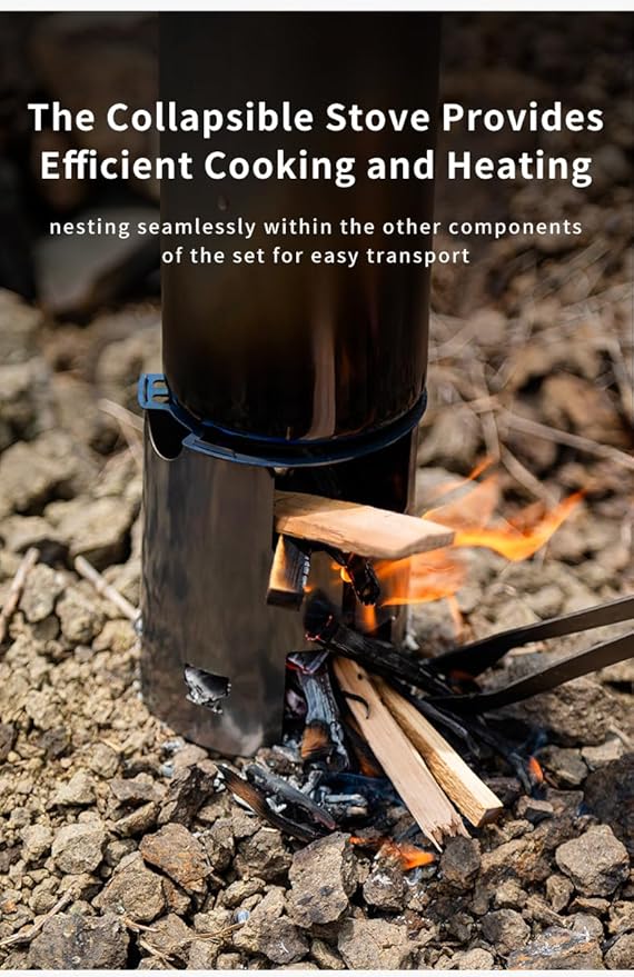Keith Titanium Ti3070 Nesting Camp Set - Ultralight Plastic-Free Titanium Bottle, Mug & Wood Stove with Canvas Carry Bag - Durable, Portable, and Eco-Friendly for Camping, Hiking & Outdoor Adventures