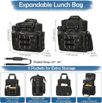 Tactical Lunch Box Cooler Bag for Men, 25L Large Expandable Insulated Lunch Bag for Men, Soft Double Deck Lunch Pail for Work, Camping, Picnic, Hiking, Beach, Outdoor & Travel, Dark CM