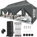 COBIZI 10x30 Pop Up Canopy Party Tents for Parties Waterproof Outdoor Event Shelter with 8 Sidewalls Camping Commercial Wedding Portable Easy to Set up Gazebo Tent for Backyard, Grey