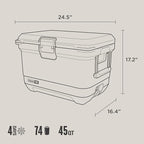 Coleman Pro Heavy-Duty 45qt Ultra-Light Premium Hard Cooler, Extra-Thick Insulation Keeps Ice up to 4 Days, 74-Can Capacity