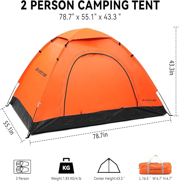 Camping Tent 2/4 Person Tents for Camping Waterproof Windproof Tents for Camping Hiking Backpacking Traveling 2/3/4 Family People Tents for Camping Portable Tent with Carry Bag