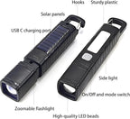 4 Pack Solar Flashlight, Rechargeable Zoomable LED Flashlight, High Lumens Solar Powered Flashlights with Tail Hook Rechargeable Handheld Flashlights for Home Emergency Camping Hiking