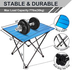 Camping Table Folding Portable Camp Side Table Aluminum Lightweight Carry Bag Beach Outdoor Hiking Picnics BBQ Cooking Dining Kitchen Blue Medium