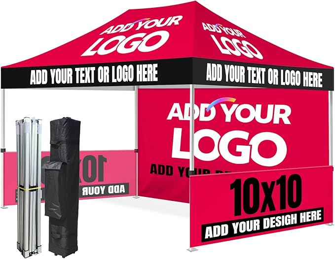 Custom Canopy Tent 10x15 with Logo, Personalized Pop Up Vendor Tent Business Tents for Trade Show Events Advertising, Nano Fabric Water Repellent Heavy Duty