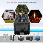3500W Pure Sine Wave Inverter DC 12V to AC 120V, with Wireless LCD Remote Control, Hardwire Port, Fast USB, 30W Type-C for RV, Truck, Home, Camping, Upgraded from 3000 Watt Inverter