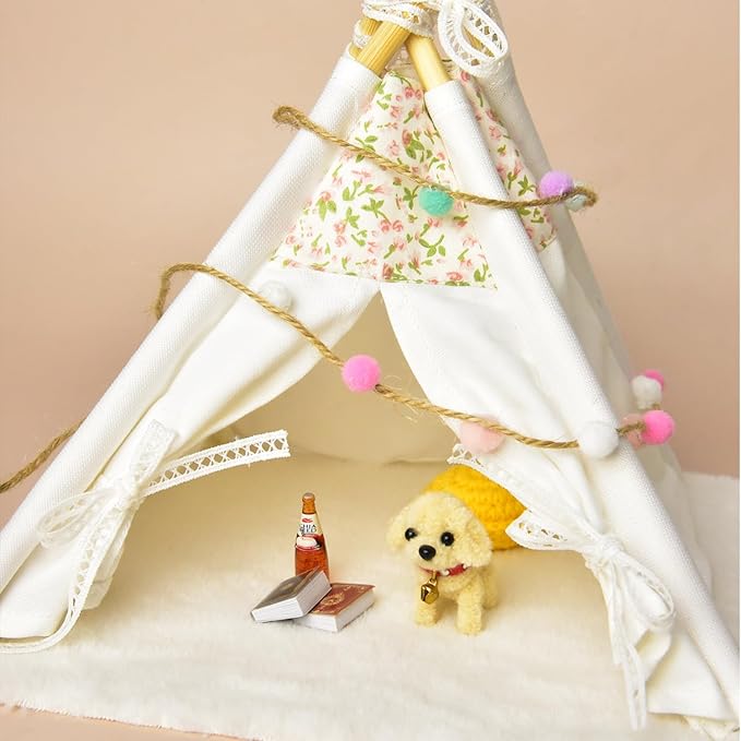 1:12 Dollhouse Camping Bed Tent, 1 Set Fairy Style Mini Pink Lace Tent with Carpet, Miniature Outdoor Furniture Accessories for Bedroom,Patio and Garden for Teens & Adults