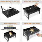 Barbecue Grill, Charcoal Grill Folding Portable Lightweight Barbecue Grill Tools for Outdoor Grilling Cooking Camping Hiking Picnics Tailgating Backpacking Party (Medium)
