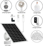 5V 6W USB Solar Panel Portable 5 Volt 6 Watt High Efficiency Monocrystalline Solar Panel Charger Type-C Micro USB C DC Port for Camera Fan Camping Lantern Etc (2 Pack White)