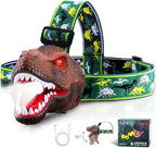 Upgraded Rechargeable Dinosaur Headlamp for Kids, Led Flashlight for Boys or Girls Outdoor Camping Gear, Roar & Silent Mode- Ideal Gift for Birthday, Halloween, Christmas