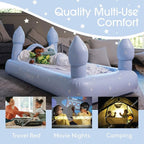 FUNBOY Kids Blue Castle Sleepover Travel Bed & Air Mattress. Perfect for Sleepovers. Includes Carrying Storage Bag, Twin