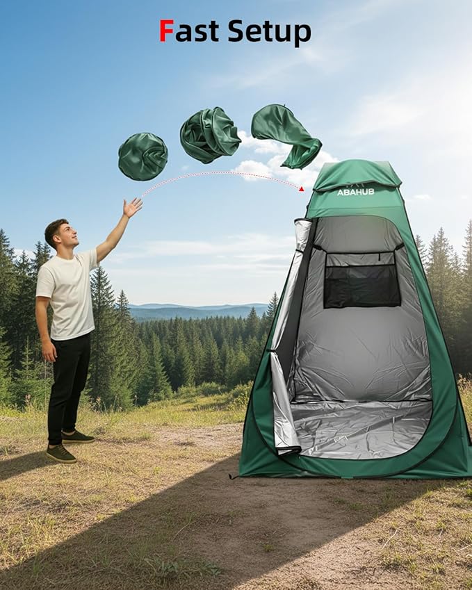 Abahub Pop Up Solar Shower Tent Kit, Portable Instant Privacy Tents with 5 Gallon Solar Shower Bag, Outdoor Changing Room for Camping, Beach