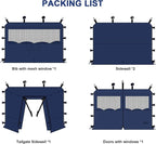 KAMPKEEPER 5pcs Sidewalls for 10X10 Commercial Instant Canopy Tent, Converts Canopies into Tent for Camping with Removable SUV Tailgate (Canopy Pole/Shelter NOT Included) (Blue)