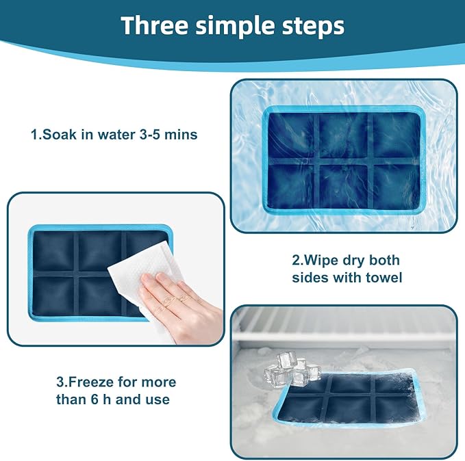 4PCS Reusable Ice Packs for Lunch Boxes and Cooler Bags, Long Lasting Flexible Cold Packs, Lightweight Slim Freezer Ice Bag for Picnic School Sports Camping Food Shipping, Mailing Cooling Pack, Navy