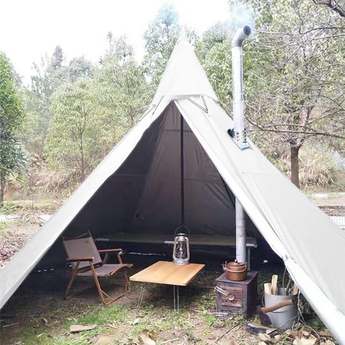 WINTENT 4 Season Waterproof Teepee Tent Yurt with Stove Jack for Adult Camping Hiking, Height 7.8FT/240CM