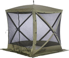 CLAM Pop Up Screen Tent, Outdoor Camping Gazebo Canopy, Traveler, 6' x 6', Green
