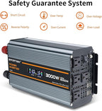 3000 watt Power Inverter DC 12V to AC 110V/120V Converter,6000w Peak.Comes with LCD Display,Wireless Controller,4AC outlets,4 USB.RV Inverter,Suitable for Camping,and Off-Grid Solar Inverter Systems