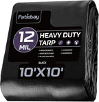 Tarp 10x10FT, 12 Mil, Heavy Duty Waterproof Tarps with Grommets Every 23.6", 420D Thick Plastic Tarp, UV Resistant, Tear & Fade Resistant, Reinforced Edges for Outdoor Pool, Camp, Tent