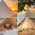 DANCHEL OUTDOOR B5PRO 4 Season Canvas Tent with Stove Jack Camping, Waterproof Bell Tent with AC Port Yurt All Year Living, Luxury Glamping for 4/6/8 Person Hunting Party, 13ft/16.4ft/20ft