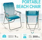 #WEJOY Folding Beach Chair for Adults, Lightweight Beach Chair with Shoulder Straps, High Back Camping Chairs with Hard Armrest, Supports 300lbs for Outdoor Lawn Concert
