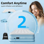 Air Mattress Queen with Built in Pump, Blow Up Mattress 18 Raised Comfort, Upgraded Surface Portable Air Bed with Pillow, Inflatable Mattress for Camping, Home and Guest, 650 lbs Max