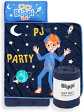 Jay Franco Kids Nap Mat with Embedded Pillow & Blanket – Soft 46"x20" Microfiber Sleeping Bag with Name Tag & Handle for School, Travel, Sleepover