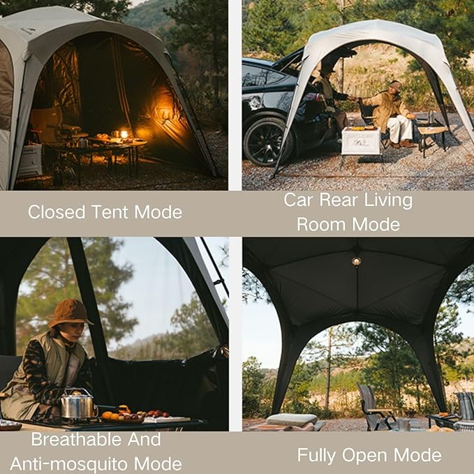 Naturehike Quarter/Hexagonal Camping Tent Canopy Sun Shade,Outdoor Tent for Camping,Fishing,Picnics, Canopy Available with Ground Cloth,Door Curtains,Tent Connector(Connector, Large and Large)
