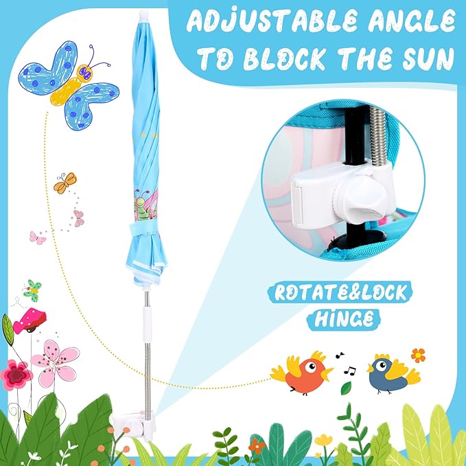 Kids Beach Chair with Umbrella Child Folding Chair Umbrella with Universal Clamp for Children Beach Camping Patio Garden Outdoor Lawn Pool Travel Indoor