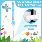 Kids Beach Chair with Umbrella Child Folding Chair Umbrella with Universal Clamp for Children Beach Camping Patio Garden Outdoor Lawn Pool Travel Indoor