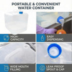 3-Pack 5.3 Gallon (20L) Collapsible Water Containers with Spigot - Food Grade PE Water Jug - Leak-Proof Water Storage Bag for Camping, Hiking & Emergency Backup - Portable, Foldable
