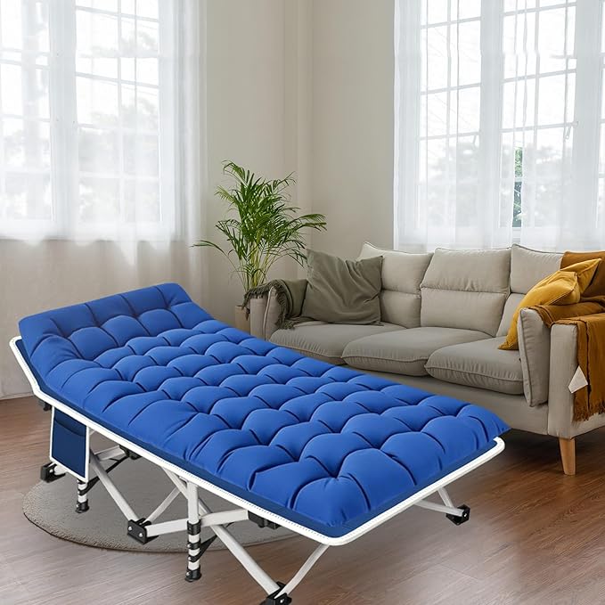 2 Pack Camping Cot for Adults Sleeping Cot with Mattress Comfortable Cots for Sleeping Camping Bed Double Layer Oxford Easy to Set Up Heavy Duty Folding Cot with Carry Bag for Home Outdoor Travel