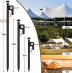 8Pcs Tent Stakes, 8in Heavy Duty Forged Steel Tent Stakes with Storage Pouch, Metal Stakes for Tent Used on Rocks, Snowfield, Dessert(8Pcs 8in Stakes)