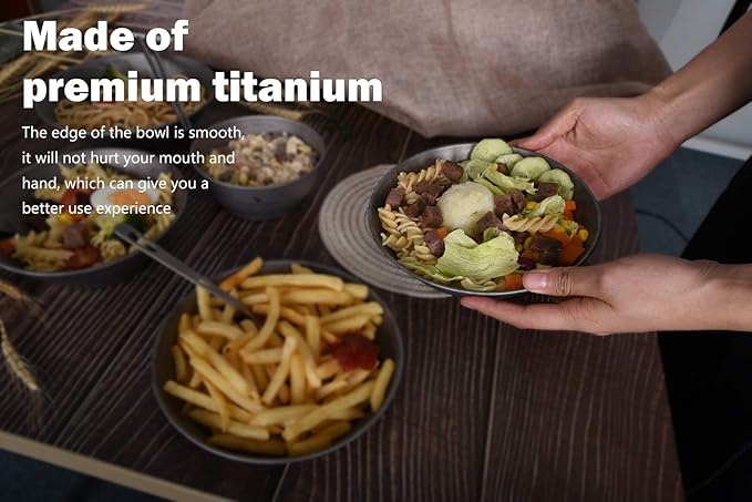 Boundless Voyage Ultralight Titanium Bowl Pan Plate Dish with Carry Bag Outdoor Camping Portable Tableware Cookware ((Plate-M)-Ti15167B)