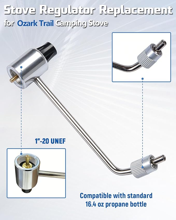Propane Regulator Adapter Replacement for Ozark Trail 2-Burner Camping Stove GCT2220W, Compatible with Ozark Trail Camp Stove Regulator