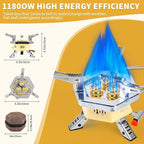 11800W Portable Windproof Camping Stove Lightweight Camp Stove Collapsible Backpacking Stove with EVA Box for Outdoor Camping Cooking Hiking and Picnic, white