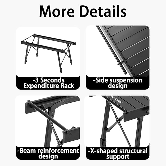 Blackdog Folding IGT Camping Table with Adjustable Leg, Portable Outdoor Table for Cooking with Carry Bag, Outdoor Camp Kitchen System for Car Camping Picnic RV Trip Patio Backyard BBQ