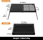 REDCAMP Folding Campfire Grill, Heavy Duty Steel Mesh Grate, 23.6" Portable Camping Grates Over Fire Pit, Campfire Cook Equipment with Legs Carrying Bag, Grilling Rack for Outdoor Open Flame Cooking