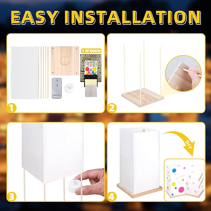 10Pack Wooden Floating Paper Lanterns with LED Remote Candle Lights,DIY Letters Tangled Lanterns Decorative Outdoor Candle Lantern for Wedding,Pool,Birthday Party ,Whishing