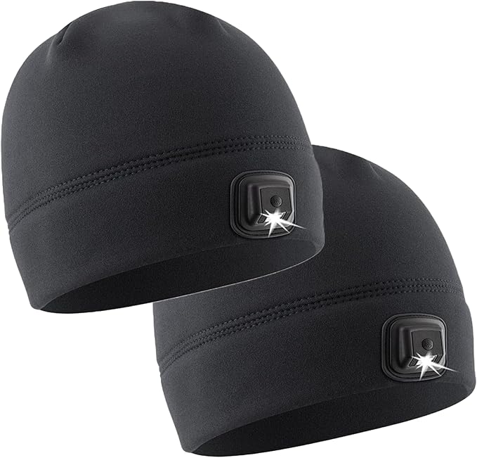 POWERCAP LED Hat Light 150 Lumens Rechargeable Fleece Beanie with Bright Built-in Headlamp Waterproof LED Warm One Size Cap