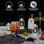 White Mini Lanterns Decorative 6-Pcs for Wedding & Ramadan, Eid, Small Elegant Lantern with LED Light for Western Cowboy Parties, Camping Baby Shower Birthday Party, Centerpiece Table