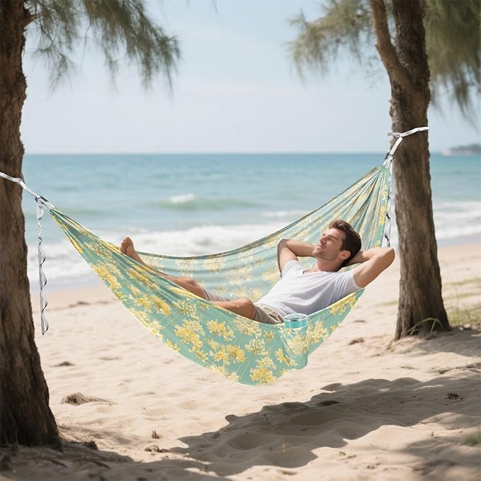 Light Yellow Flowers Hammocks for Camping Swing Hammock for Camping Travel Accessories