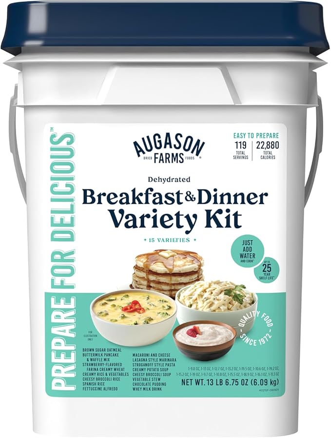 Augason Farms Breakfast and Dinner Variety Pail Emergency Food Supply Everyday