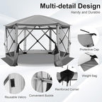 COBIZI Pop Up Gazebo Screen Tent Screen House for Camping, 12x12 Screen Room with Mosquito Netting, Hub Tent Instant Screened Canopy with Carrying Bag and Ground Stakes, Gray