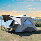 Automatic Pop Up Ultralight Dome Tents, 4 Seasons & Windproof Family Camping Tent with Removable Outer Tarpaulin, Double Layers(Brown)