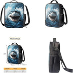 Shark School Backpack for Boys 8-12 4 in 1 Kids Bookbags with Lunch Box Water Bottle Sleeve Pencil Case 17" Cool Backpacks for Elementary Middle School Boys Schoolbag