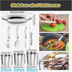 Compatible for Camping Cooking Set Cookware Travel Tableware Outdoor Picnic Teapot for 2-3 Peaple Non-Stick Pots Assorted Sets